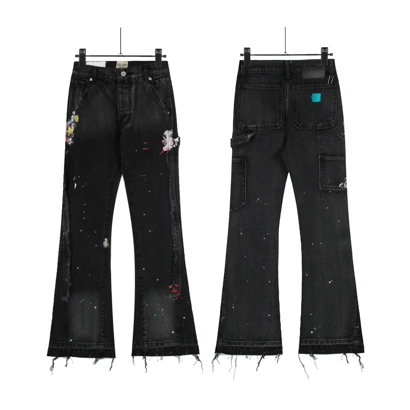 #8168 P250💰 GALLERY DEPT American retro splash-ink splicing micro-horn logging overalls raw edge jeans - Original purchase and pattern making to truly restore the ultimate texture of Vintage - Original hardware accessories, washed and other elevators, QR code analysis are all purchased from the original factory, high degree of restoration, welcome to compare with a certain product ~ - Three-dimensional version Loose and comfortable, not picky about the figure, taller and slimmer, factory Seiko, original factory quality control, same style for men and women, can be matched with couples Versatile recommendation: must-have jeans for all seasons Size: S-XXL (28-36)